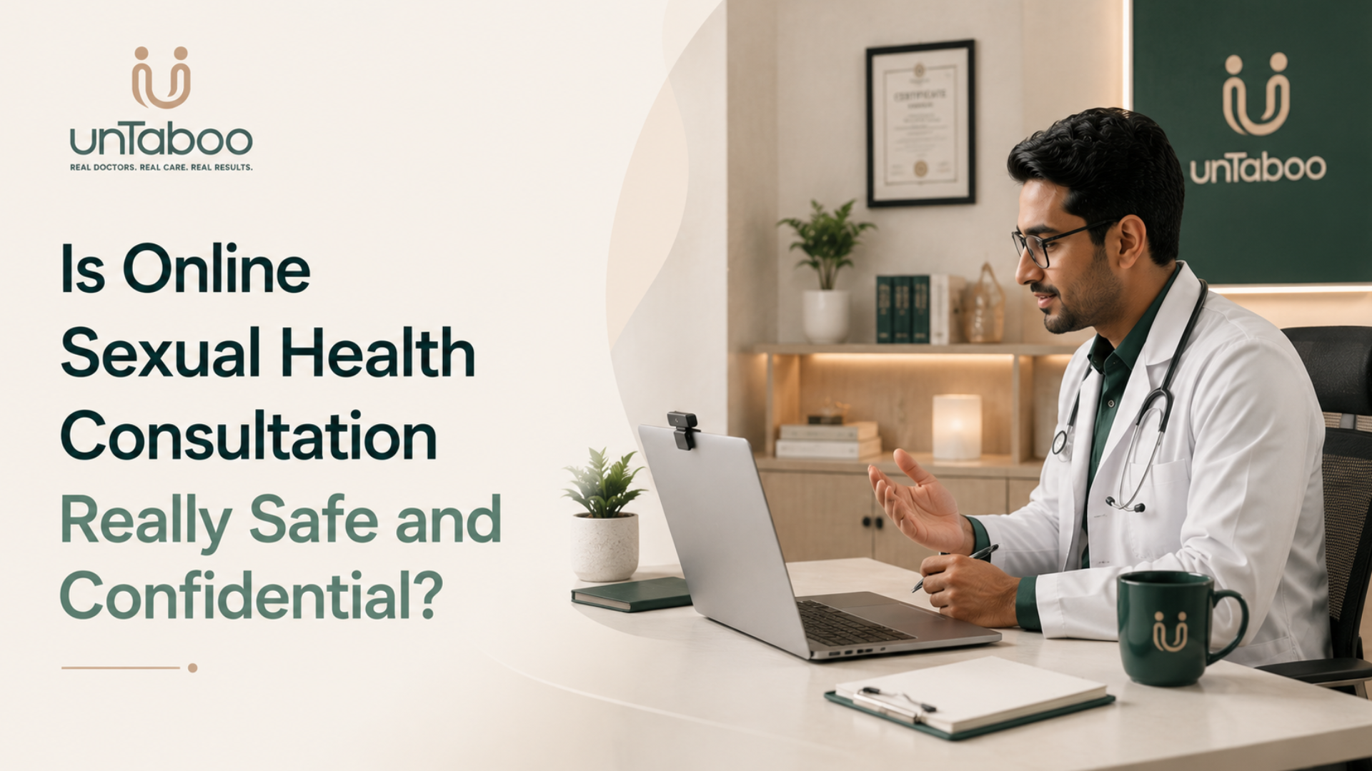 Doctor conducting a secure online sexual health consultation with a patient